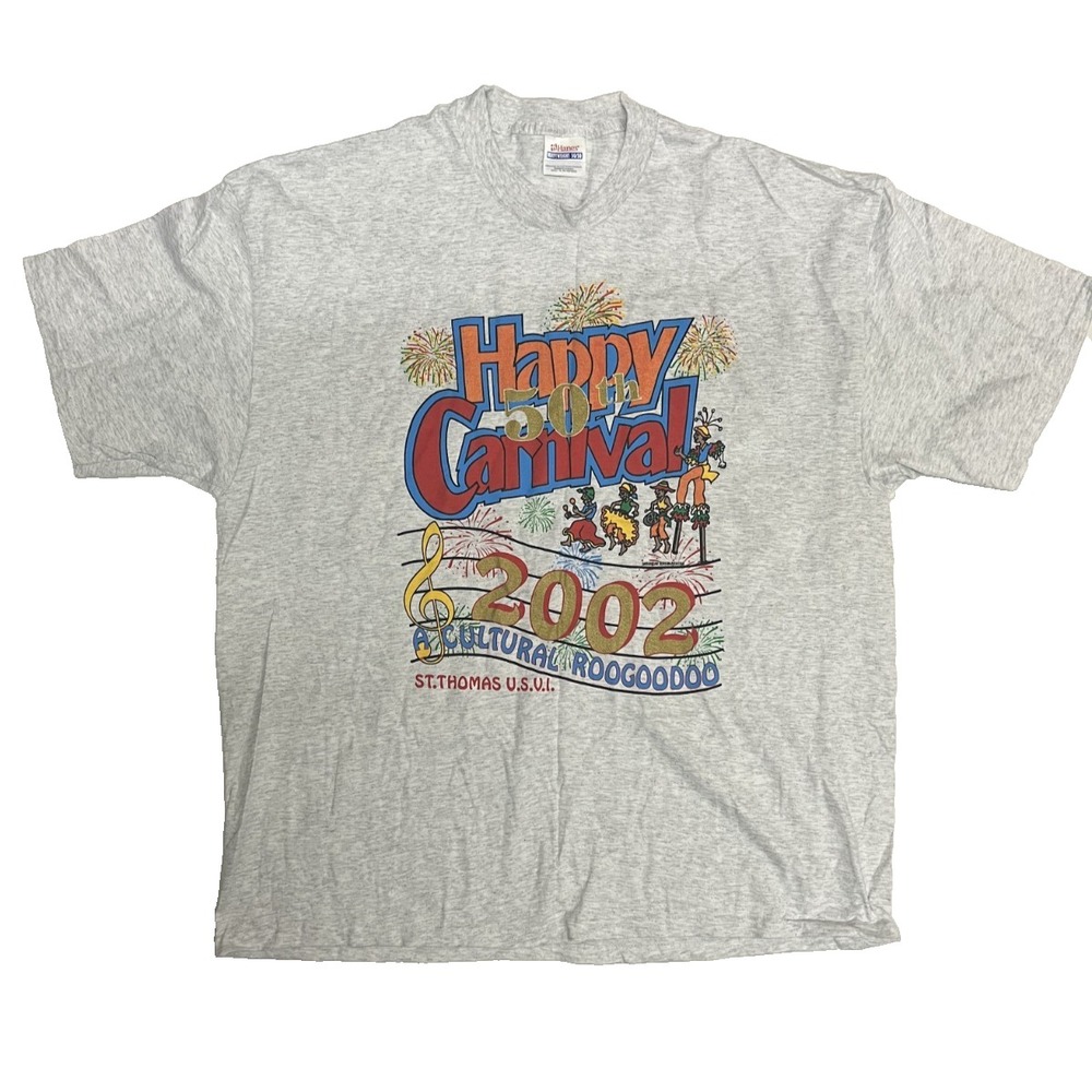 Vintage 90s Carnival Cruise Shirt Adult XLarge Gray Outdoors St. Thomas 2002 Y2K